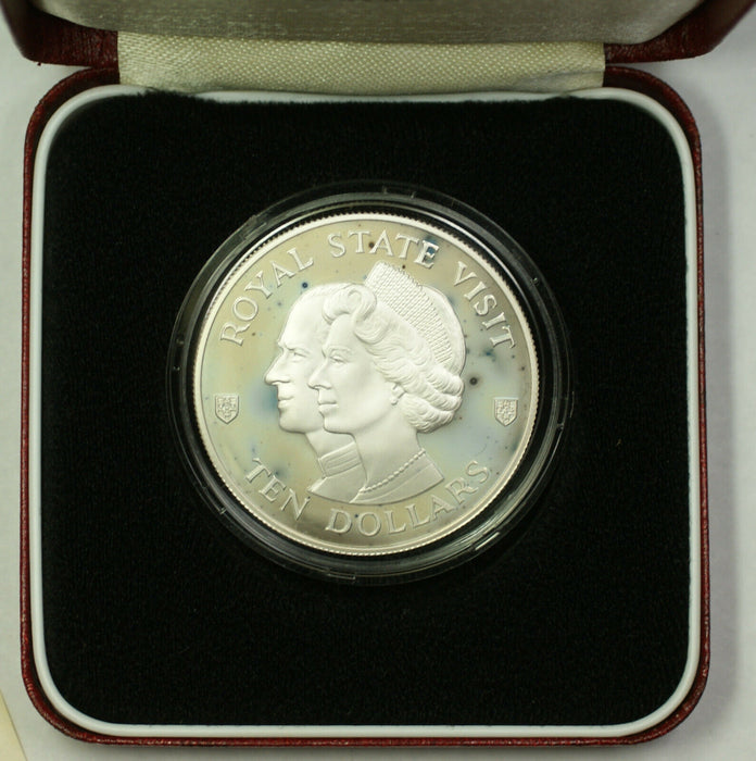 1983 Jamaica Royal Visit Commemorative Silver $10 Proof Coin OGP Franklin Mint