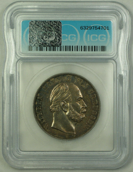 1871-A G.S. Prussia Silver 1 Thaler ICG AU-53 Details Scratched Cleaned KM#500