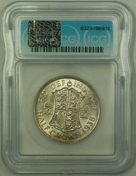 1938 Great Britain Silver Half Crown ICG MS-63 KM#856