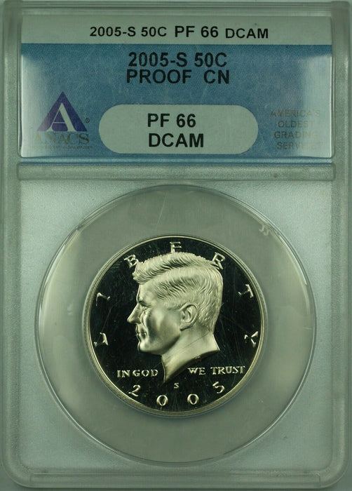 2005-S Proof Kennedy Half Dollar 50c ANACS PF-66DCAM