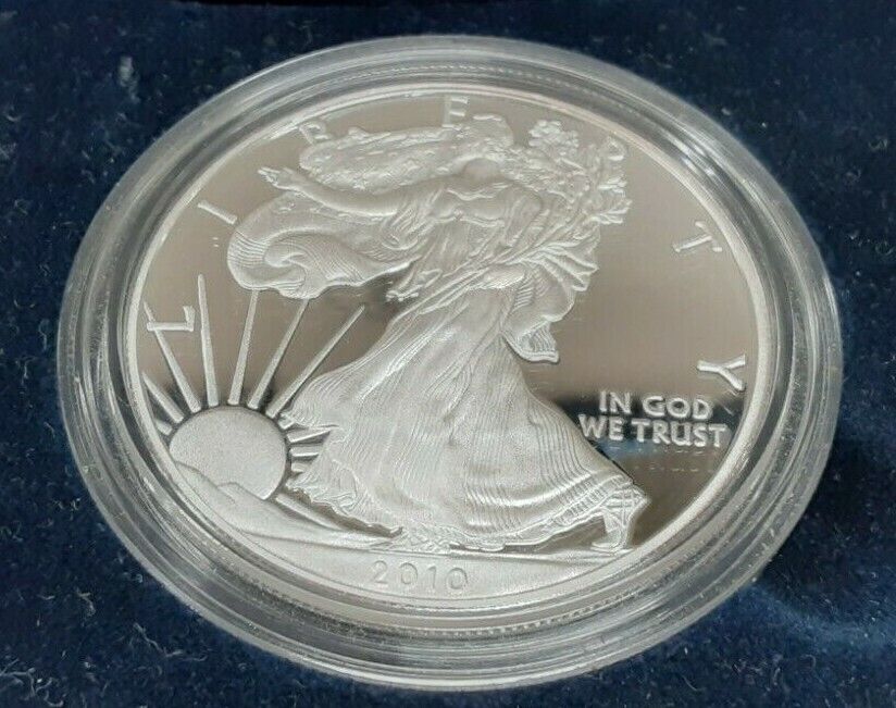 2010-W Proof American Silver Eagle S$1 1 Oz Troy .999 Fine With COA & OGP