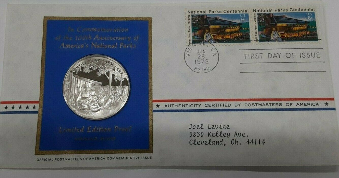 1972 Postmasters Of America Commemorative Silver Medal  Mt. McKinley N.P.