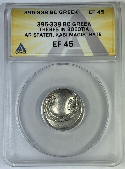 395-338 BC Greek Thebes in Boeotia AR Stater, Kabi Magistrate Coin ANACS XF 45