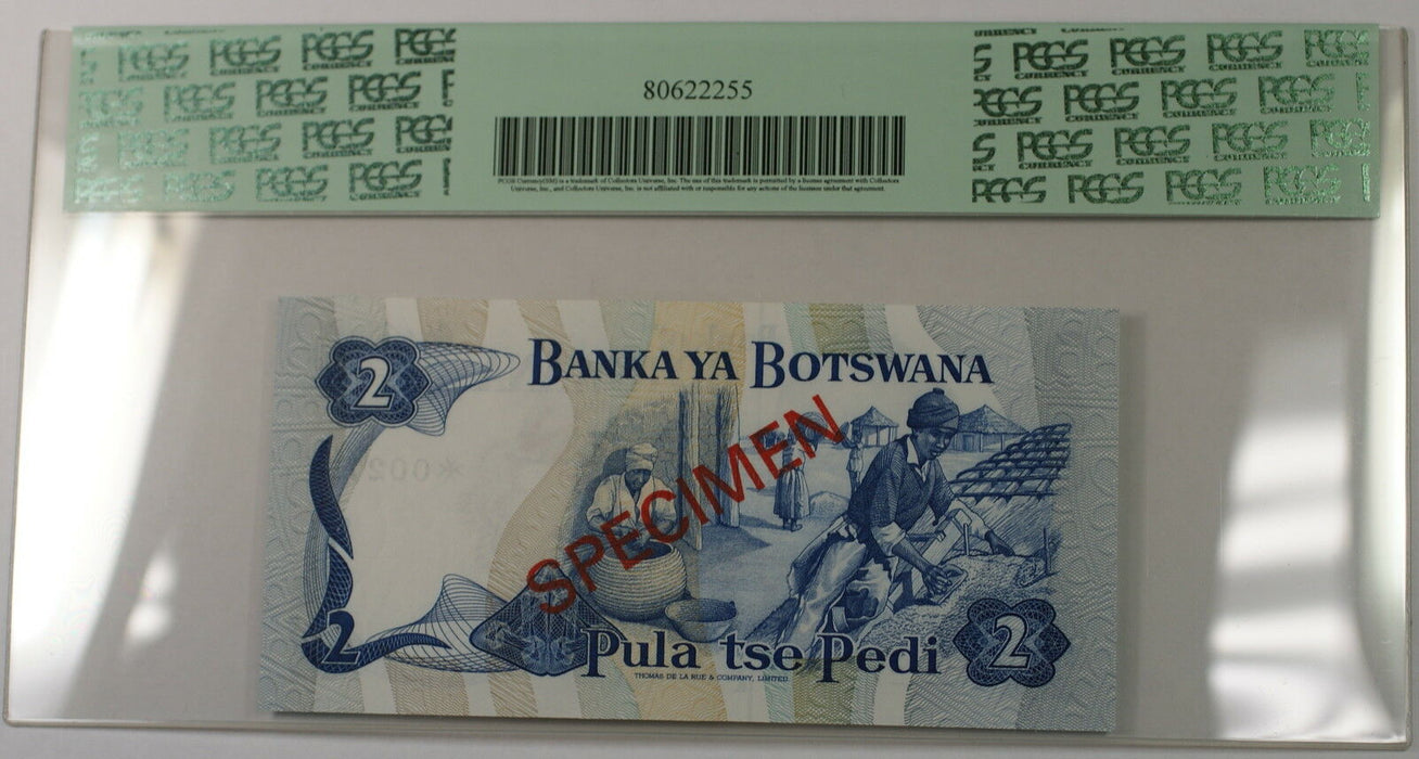 (1979) Botswana 2 Pula Specimen Note SCWPM# 2a-CS1 PCGS 68 PPQ Superb Gem New