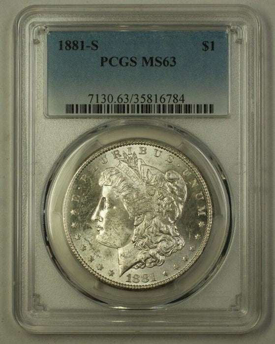 1881-S US Morgan Silver Dollar $1 Coin PCGS MS-63 (C) 12