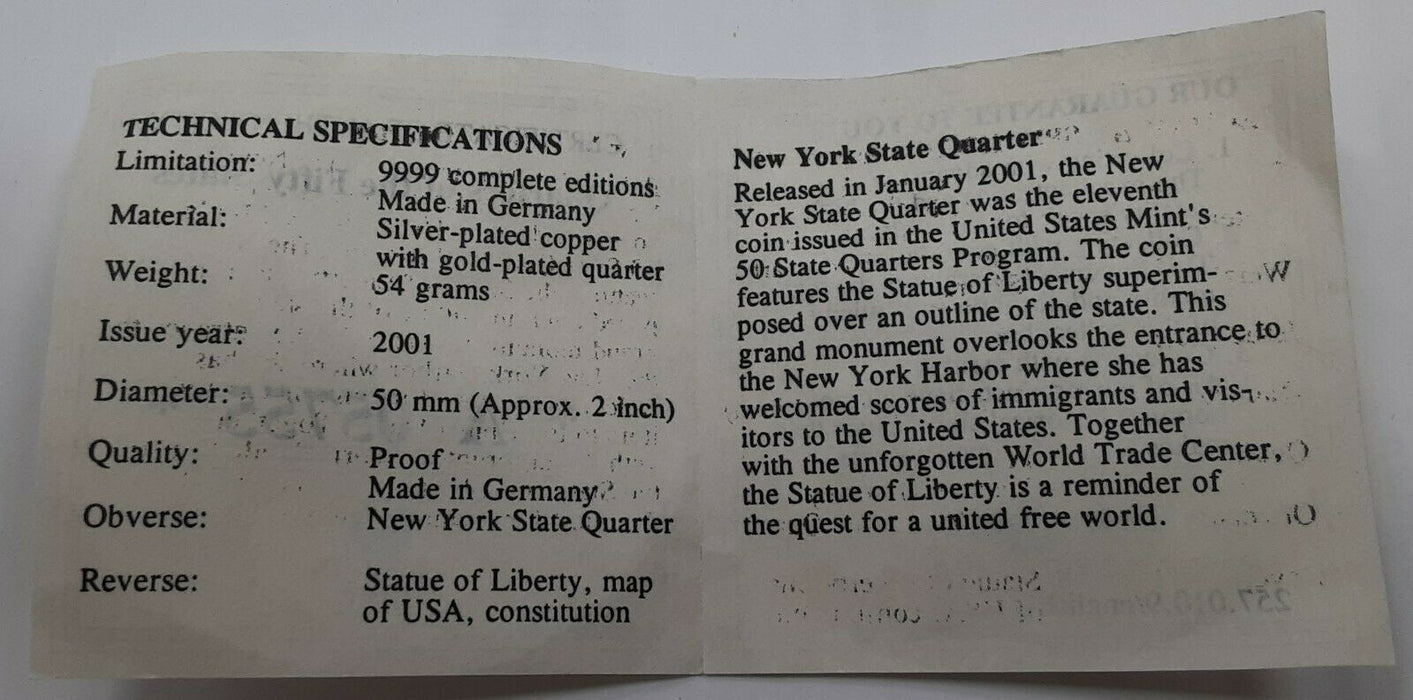 Quarters of 50 States American Mint Silver Plated Copper Rd W/Gold Plated 25C