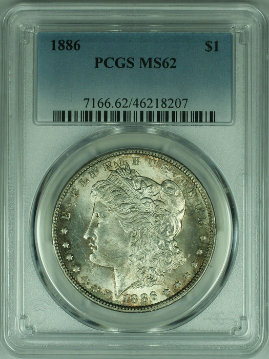 1886 Morgan Silver Dollar Coin PCGS MS-62 W/Toning - Better Coin  (47B)