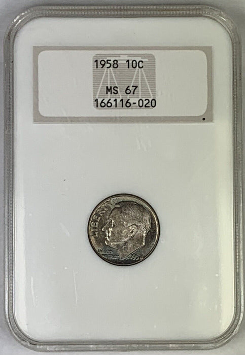 1958 Roosevelt Silver Dime Toned NGC Fatty MS 67 (48)