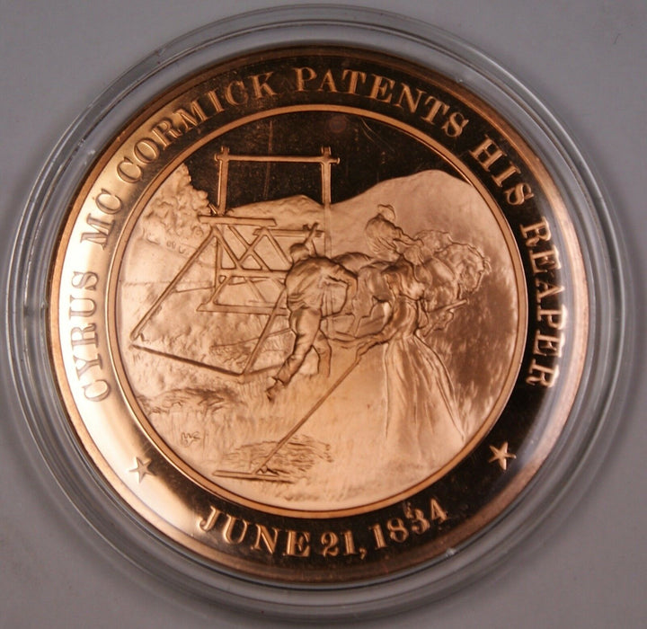 Bronze Proof Medal Cyrus Mc Cormick Patents His Reaper June 21 1834