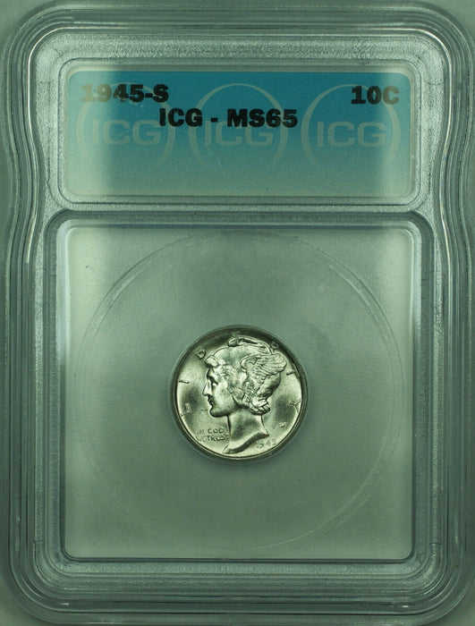1945-S Mercury Silver Dime 10c Coin ICG MS-65 (FAA)