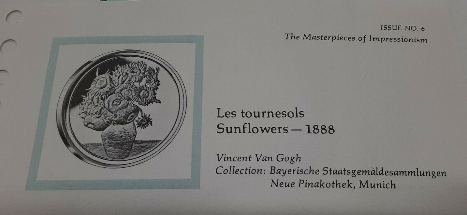 Masterpieces of Impressionism Gold Plated .925 Silver PR Medal-Sunflowers