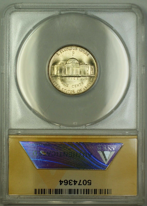1943-P U.S. Wartime Silver Jefferson Nickel 5c Coin ANACS MS-66 (E)