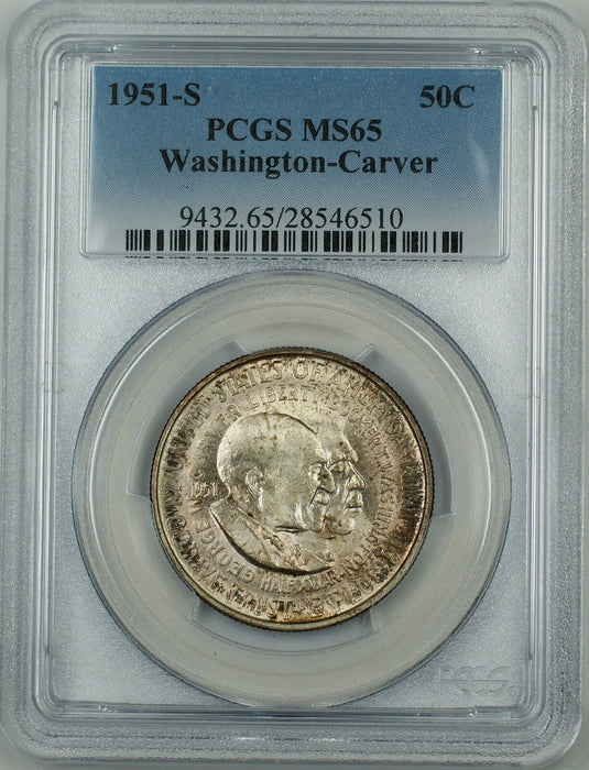 1951-S Washington-Carver Silver Half Dollar Coin PCGS MS-65 Toned *Very Scarce*