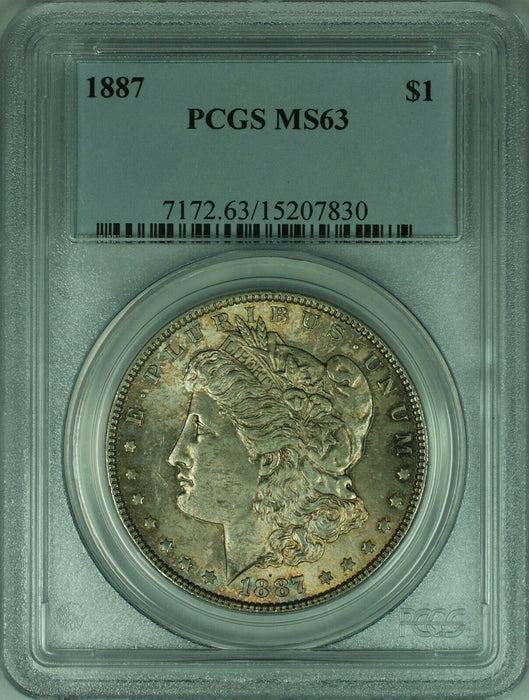 1887 Morgan Silver Dollar Coin $1 PCGS MS63 Toned (32 A)