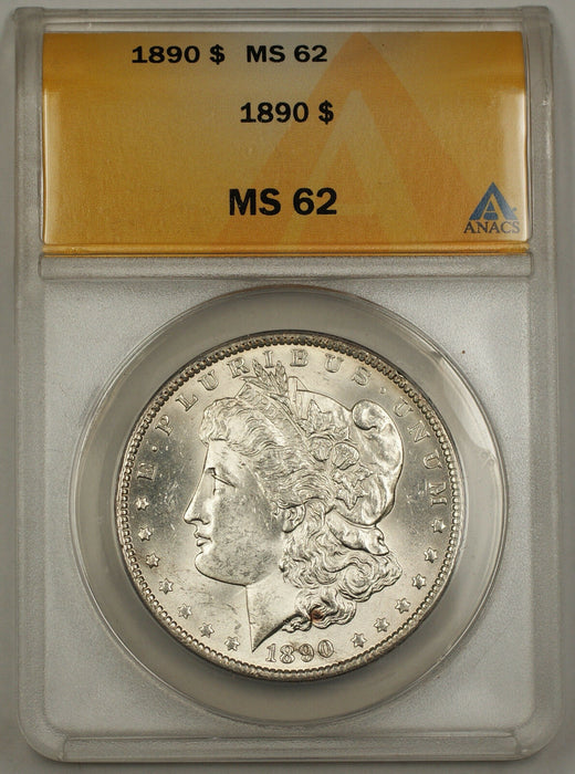 1890 Morgan Silver Dollar Coin $1 ANACS MS-62 Better Coin