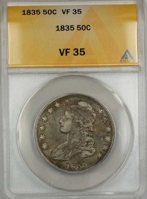 1835 Capped Bust Silver Half Dollar 50c Coin ANACS VF-35 PRX