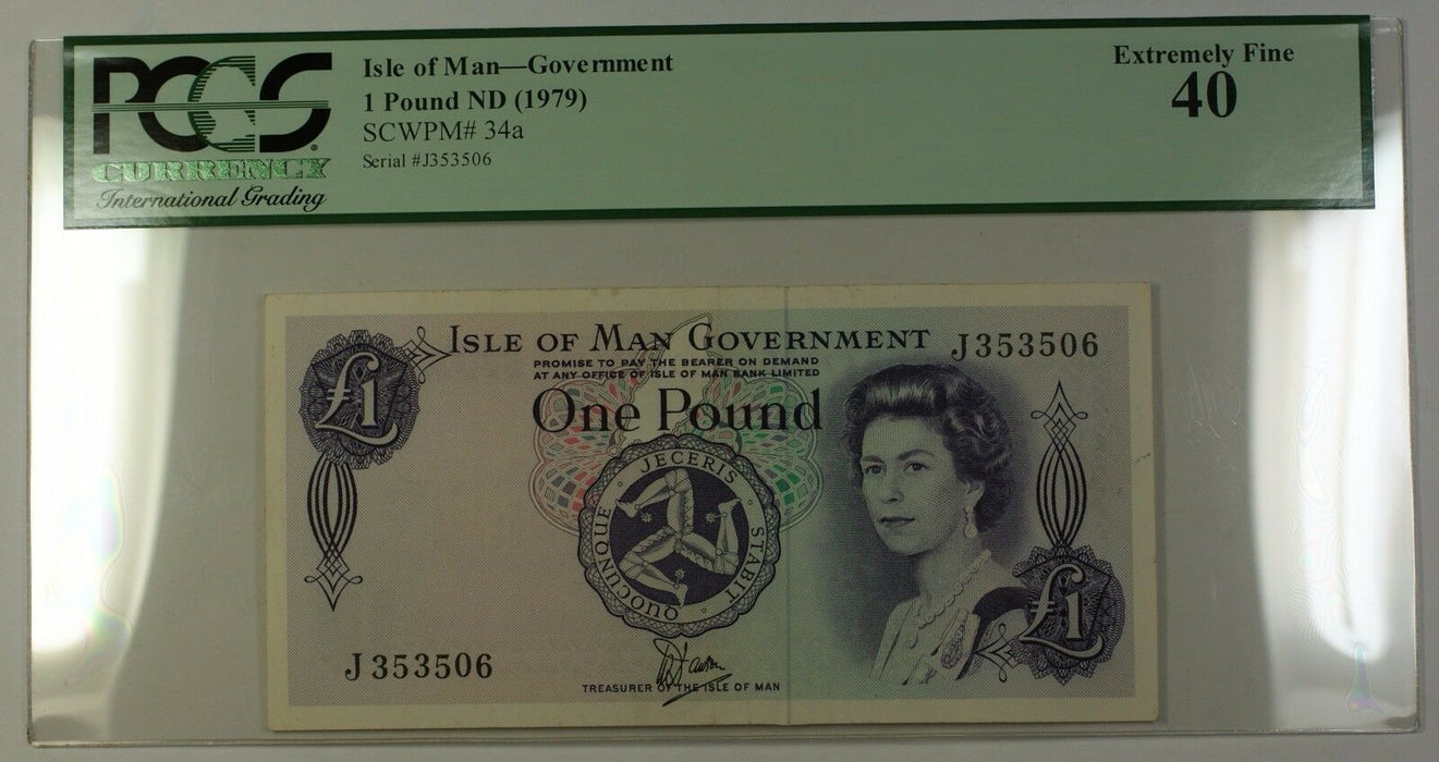 (1979) Isle of Man Government 1 Pound Note SCWPM# 34a PCGS EF-40