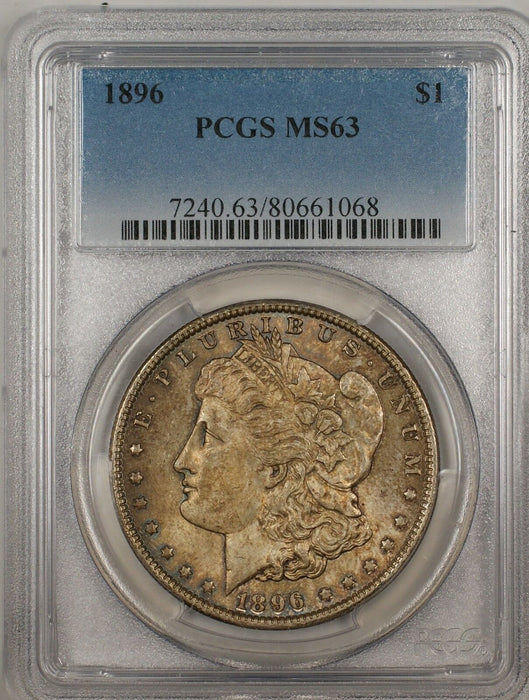 1896 Morgan Silver Dollar $1 Coin PCGS MS-63 Toned (13b)