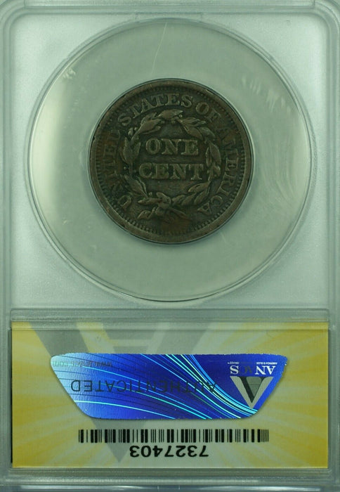 1852 Braided Hair Large Cent  ANACS VF-20 Details Damaged  (43A)