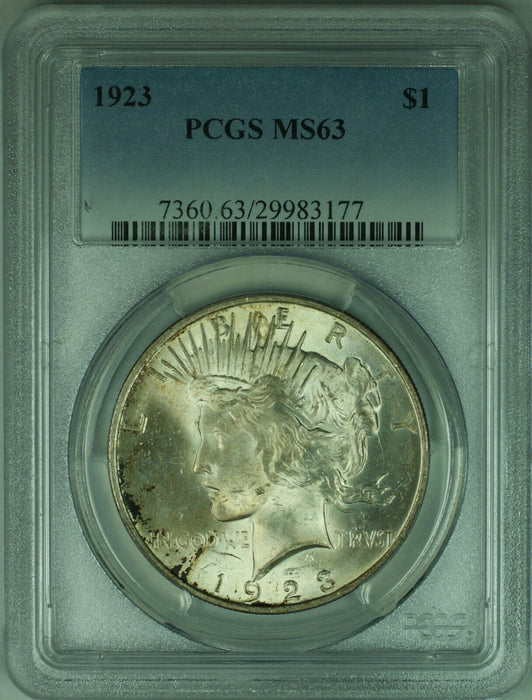 1923 Peace Silver Dollar S$1 PCGS MS63 Lightly Toned (24c)