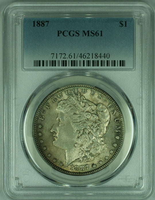 1887 Morgan Silver Dollar  PCGS MS-61 Better Coin W/Toning  (25B)