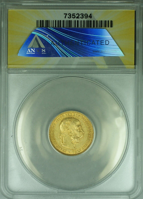 1905 Austria 10 Corona Gold Coin ANACS AU-55