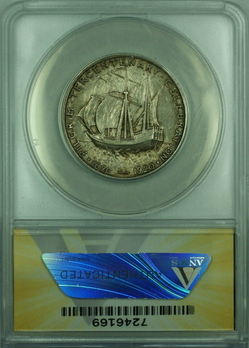 1921 Pilgrim Commemorative Silver Half 50c Coin ANACS AU-58 Toned  (39)