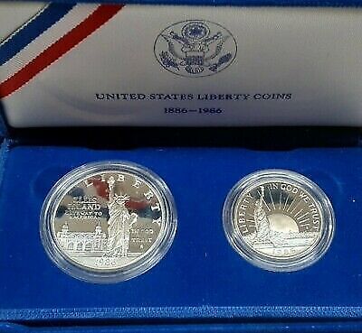 1986-S Statue of Liberty Commemorative Proof 2 Coin Set - $1 & Half Dol. in OGP