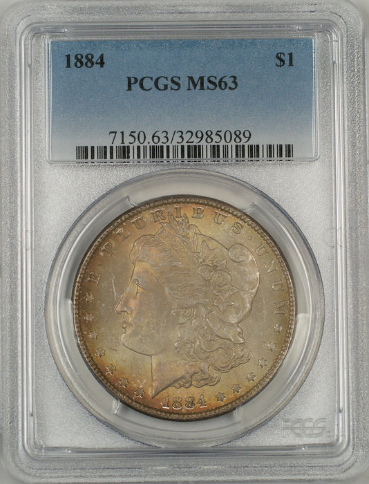 1884 Morgan Silver Dollar $1 Coin PCGS MS-63 Toned (Tb)