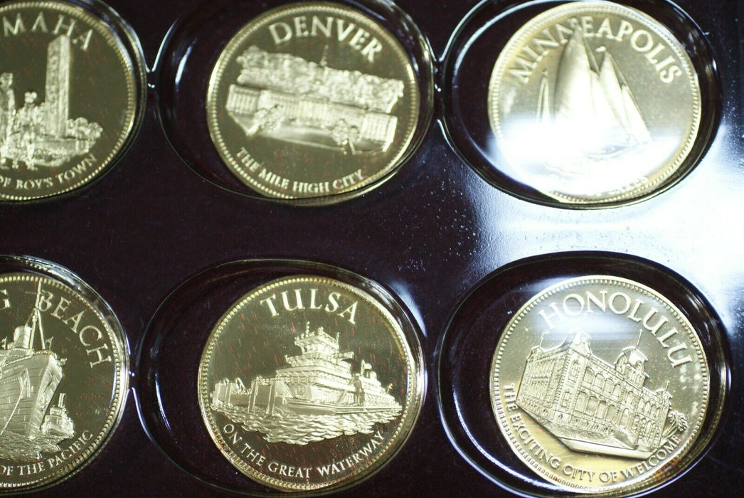 United States Conference of Mayors Franklin Mint Gold Plated Silver Coins