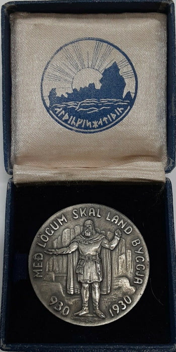 1930 Iceland Silver Commemorative AU Toned 5 Kronur Coin in Box