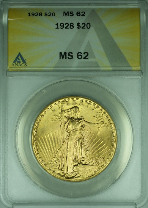 1928  St. Gaudens Double Eagle $20 Gold Coin  ANACS MS-62  Better Coin
