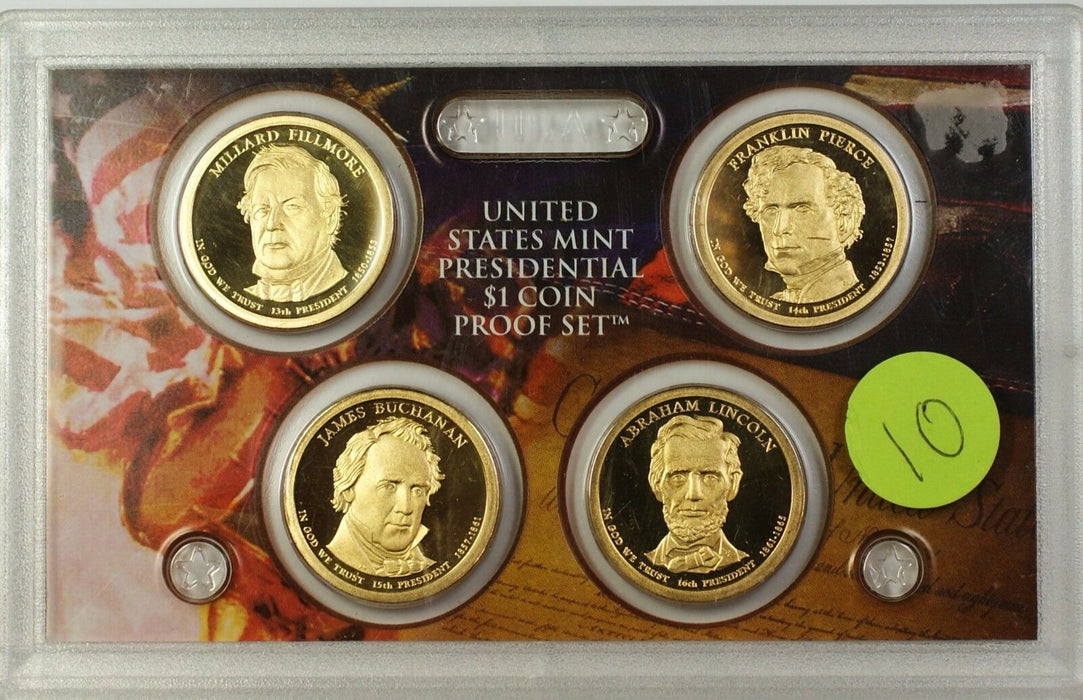 2010 U.S. Mint 4 Coin Proof Presidential Dollar Set NO BOX NO COA