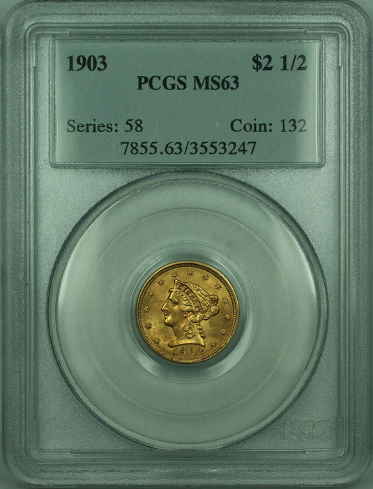 1903 Liberty Quarter Eagle $2.5 Gold Coin PCGS MS-63