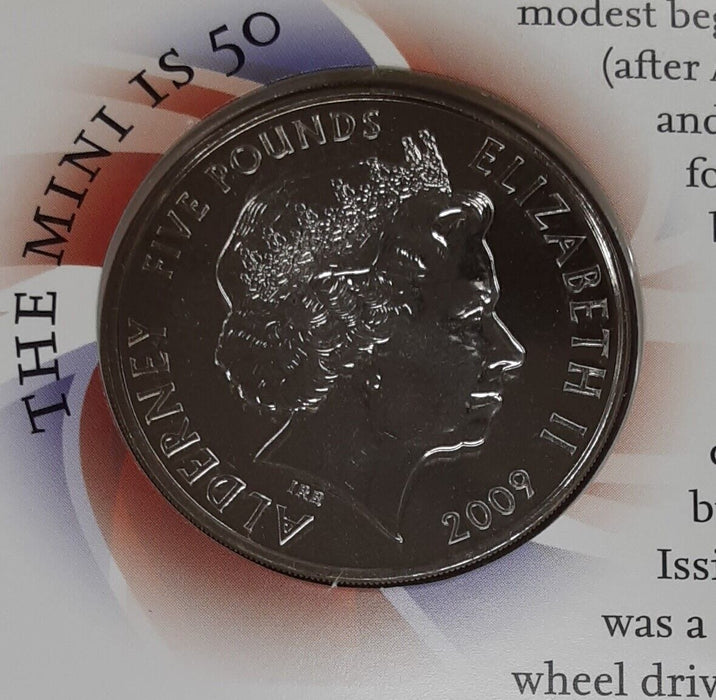 2009 Alderney 5 Pound Commemorative Coin - 50th Anniversary of the Mini