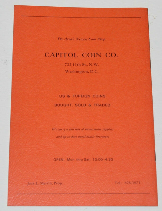 Metro Washington Numismatic Assoc. 4th Annual Convention July 1968 Catalog WW17R