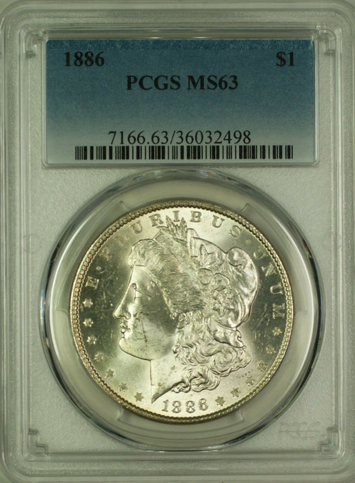1886 Morgan Silver Dollar $1 Coin PCGS MS-63 Choice BU (19F)