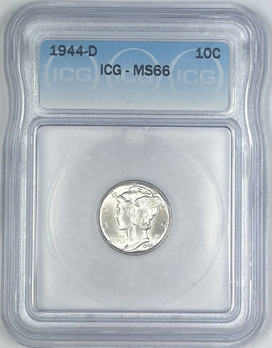 1944-D Mercury Silver Dime 10c Coin ICG MS 66 (Near FB) (54)