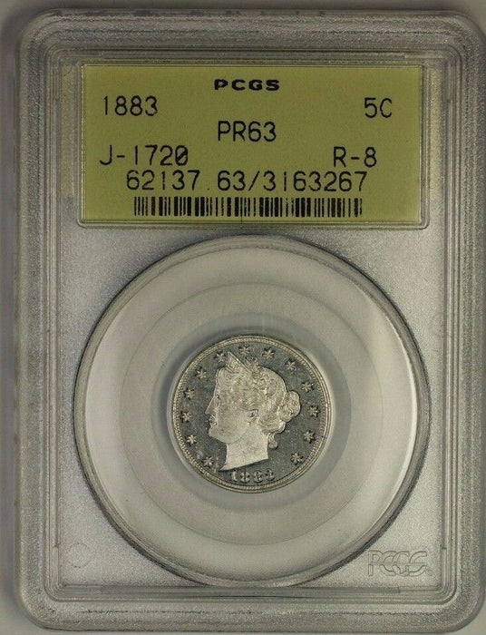 1883 Liberty V Nickel Pattern Proof 5c PCGS PR-63 Better Coin OGH J-1720 Judd WW