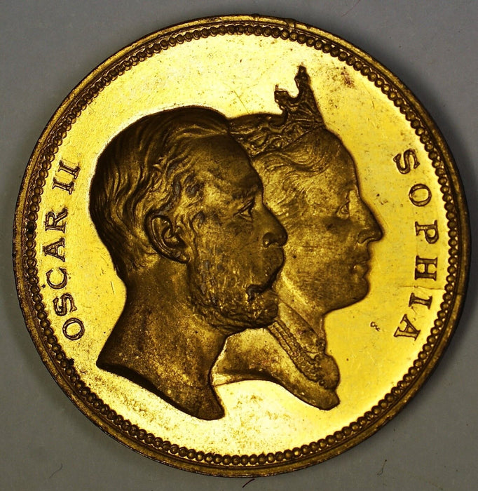 1872-1897 Sweden Jubilee Medal 25 Years King Oscar II and Queen Sophia