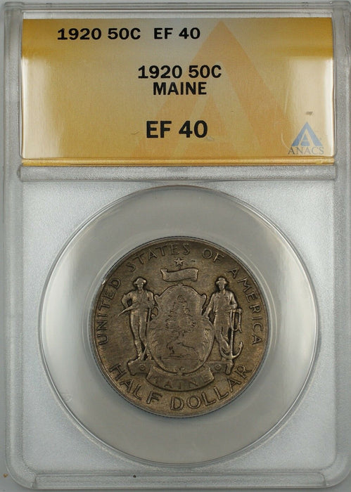 1920 Maine Commemorative Silver Half Dollar 50c Coin ANACS EF-40