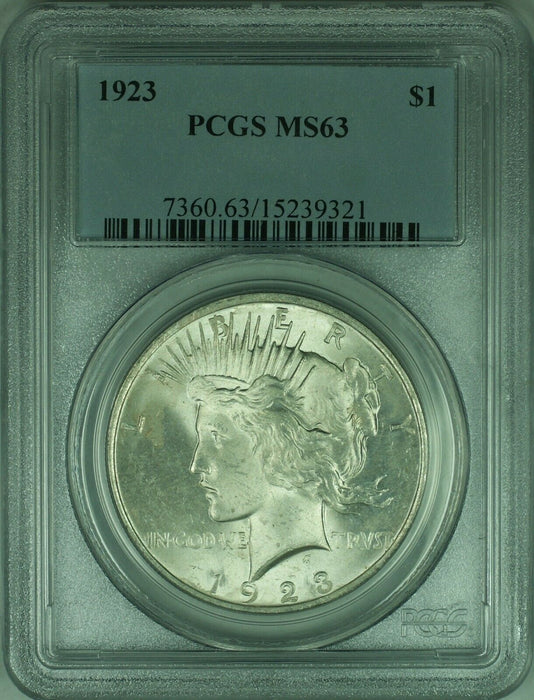 1923 Peace Silver Dollar $1 Coin PCGS MS-63 Better Coin (34-F)