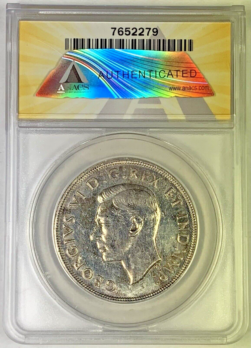 1947 Canada $1 Silver Dollar Coin ML Double Die Obverse ANACS AU58 Details