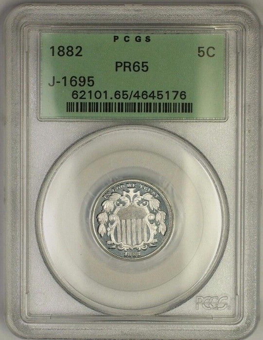 1882 Shield Nickel Pattern Gem Proof Coin PCGS PR-65 OGH J-1695 Judd WW