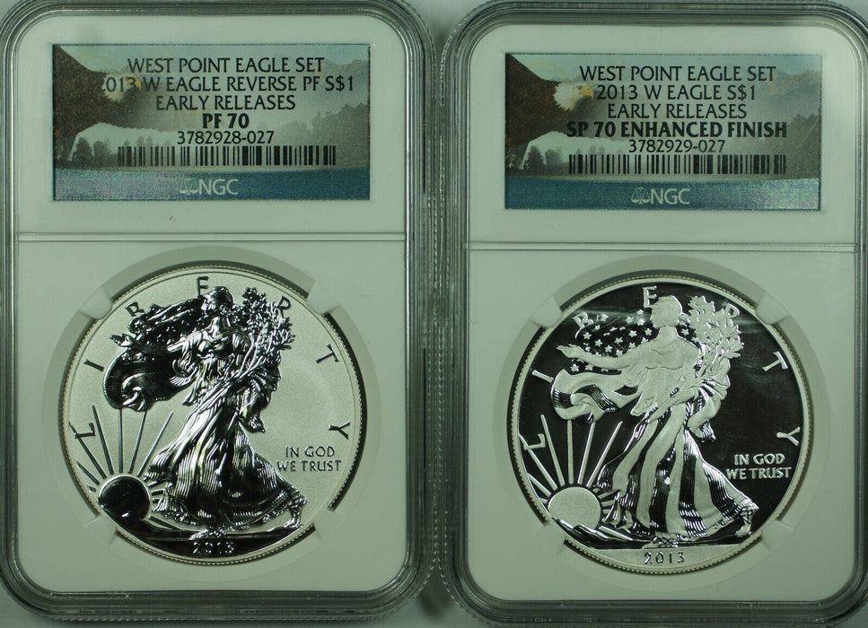 2013-W American $1 Silver West Point Eagle 2 Coin Set NGC PF/SP 70 (49)