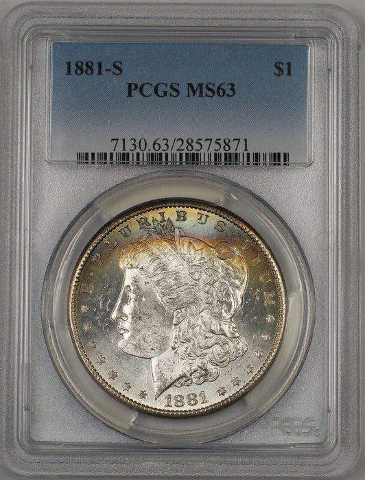 1881-S Morgan Silver Dollar $1 Coin PCGS MS-63 Toned (Tb)