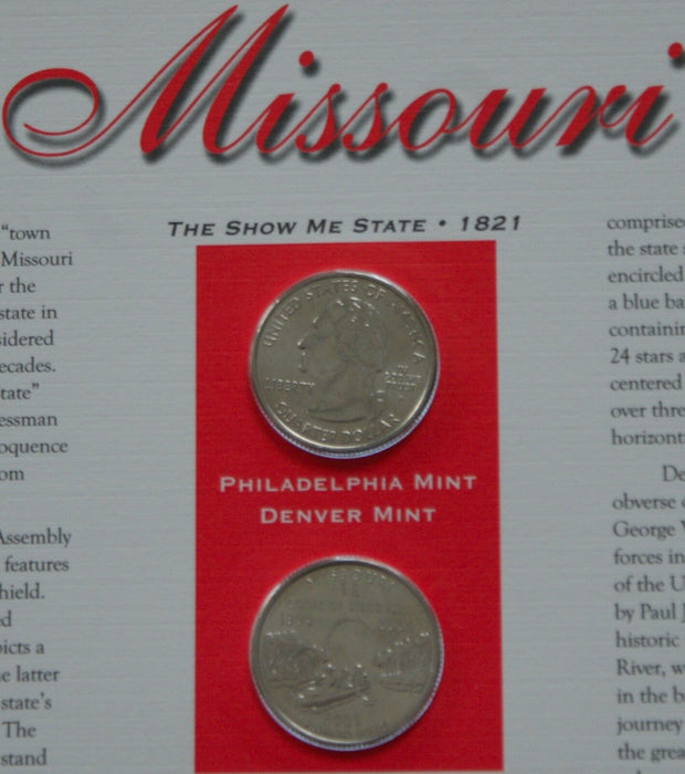 Missouri 2003 P&D Quarter for Anniversery of Statehood Bonus Stamp