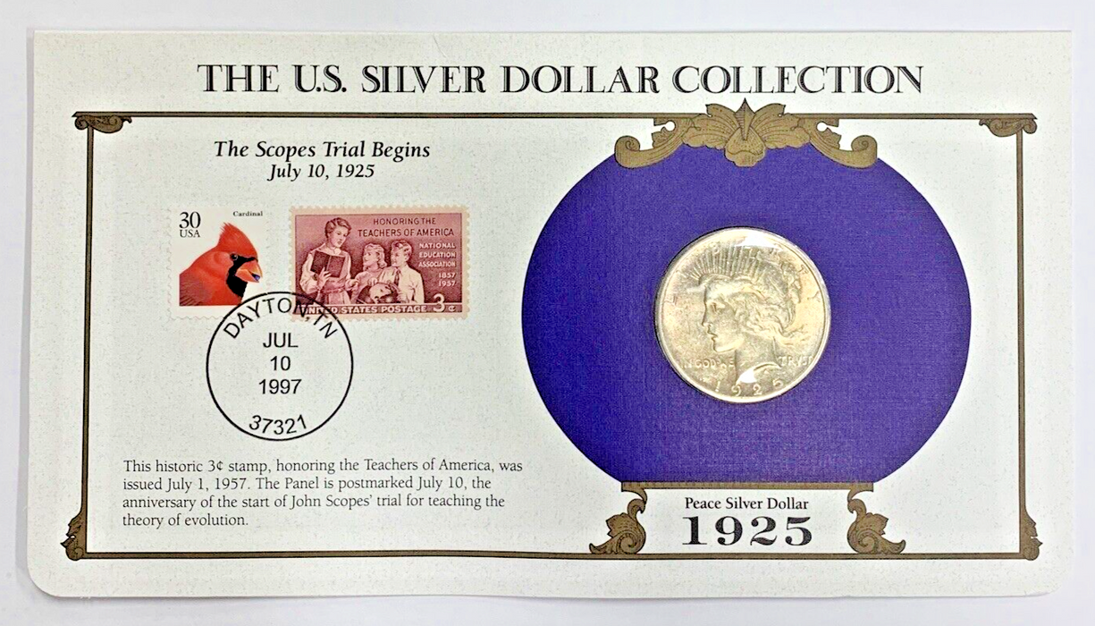 1925 Peace Silver Dollar $1 Coin Collection-Commemorative Stamp Card