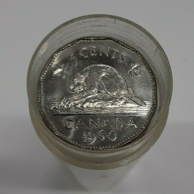 1960 Canada BU Roll Of 5 Cents 'Nickels'  40 Coins Total