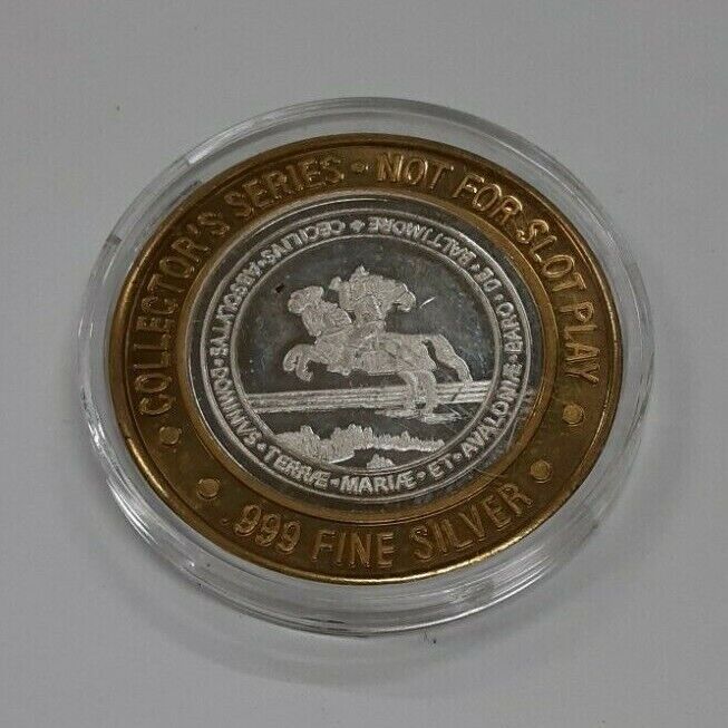 $10 Trump Plaza Gaming Token Fine Silver Ctr/Maryland - Lord Baltimore